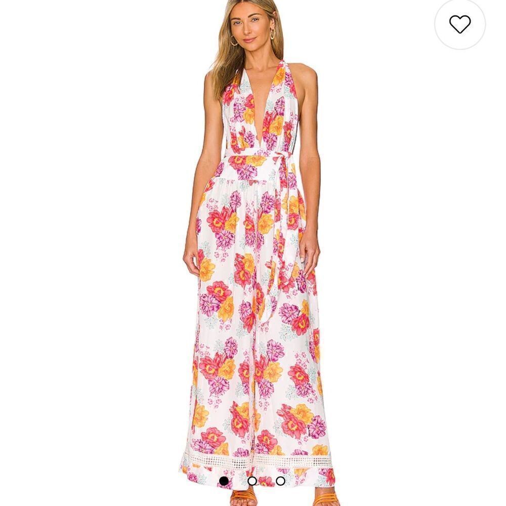 Agua Bendita Loliena Jumpsuit in White Eden.Size S